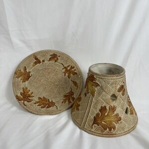 Yankee‎ Candle Leaf Cutout Topper Shade and Plate Autumn Fall Candle
